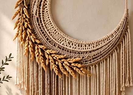 Moonlit Wheat close-up of cotton knots and wheat