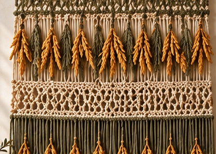 Olive Horizon close-up of cotton knots and wheat